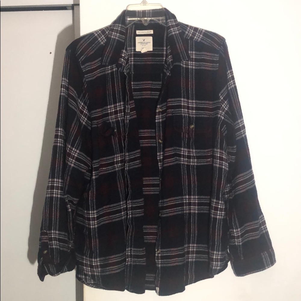 American Eagle purple and Navy flannel